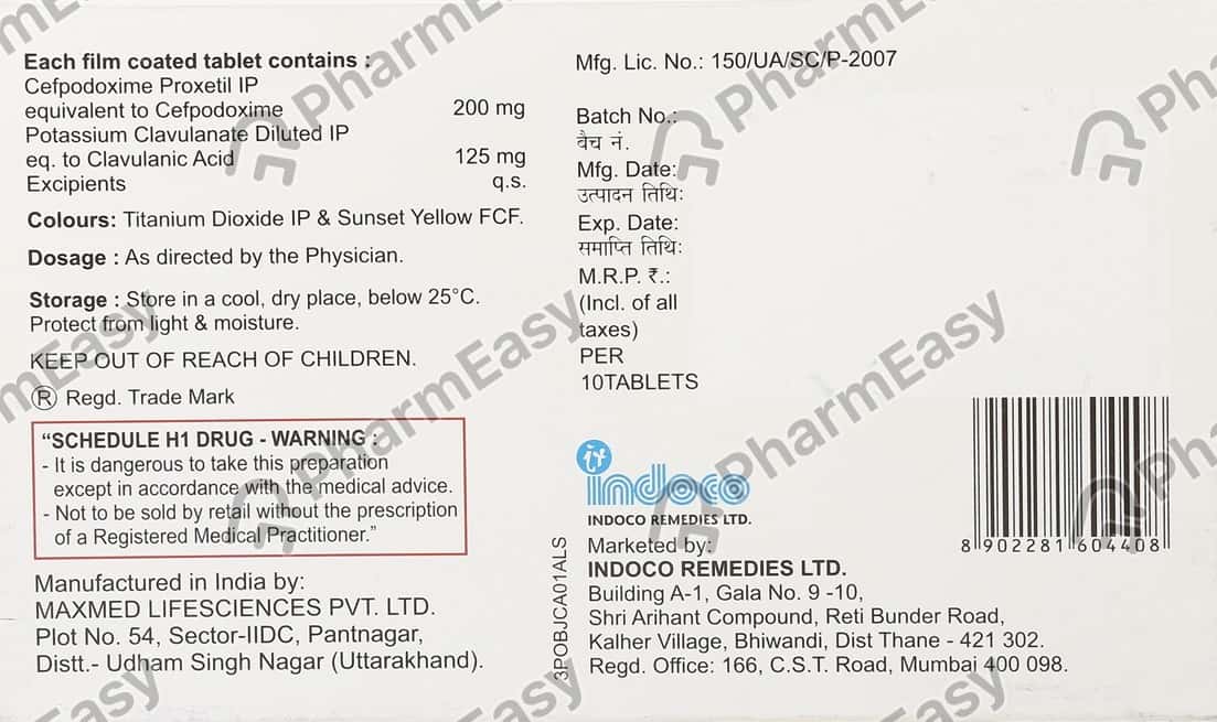 Oxipod Cv 200 Mg Strip Of 10 Tablets Uses, Side Effects, Price