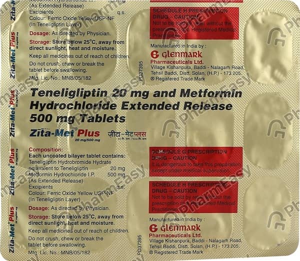 Zita Met Plus 20/500 Strip Of 15 Tablets