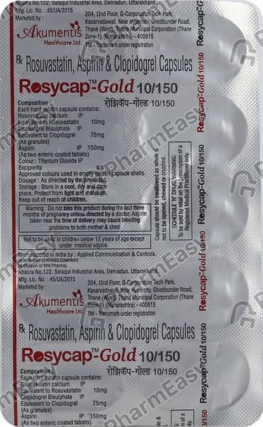 Rosycap Gold 10/150mg Strip Of 10 Capsules