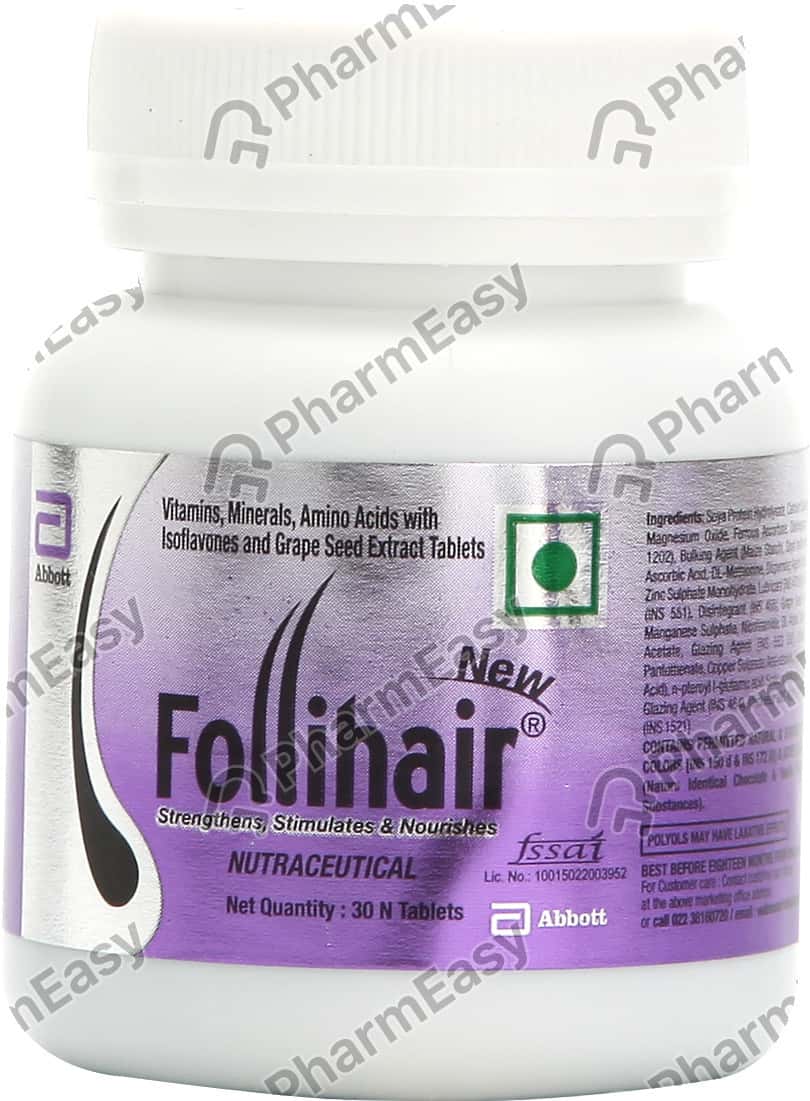 FOLLIHAIR ABBOTT NEW BIOTIN WITH VITAMINS BOTTLE OF 30 TABLETS