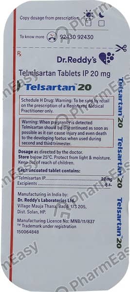 Telsartan 20Mg Strip Of 14 Tablets