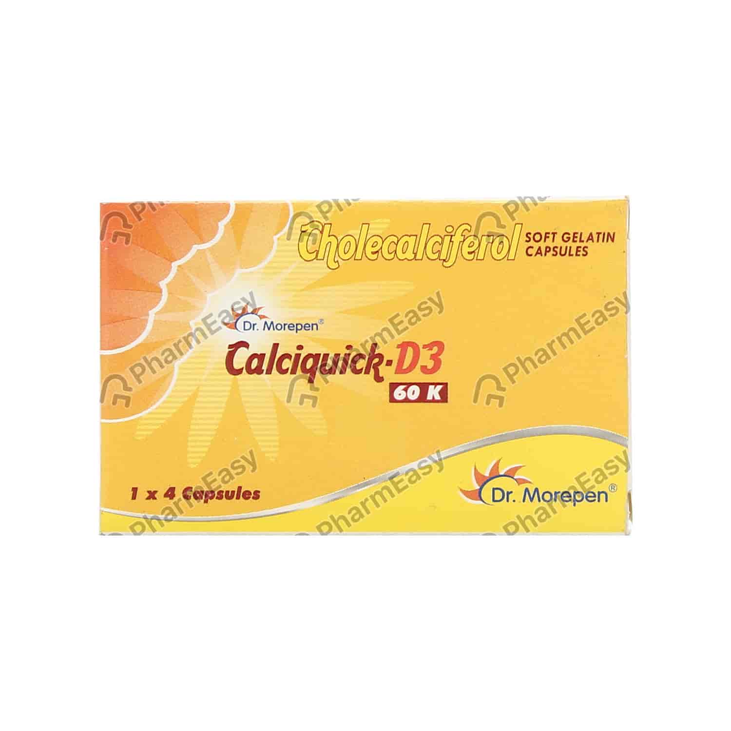 Calciquick D3 60k Strip Of 4 Capsules Uses, Side Effects, Dosage