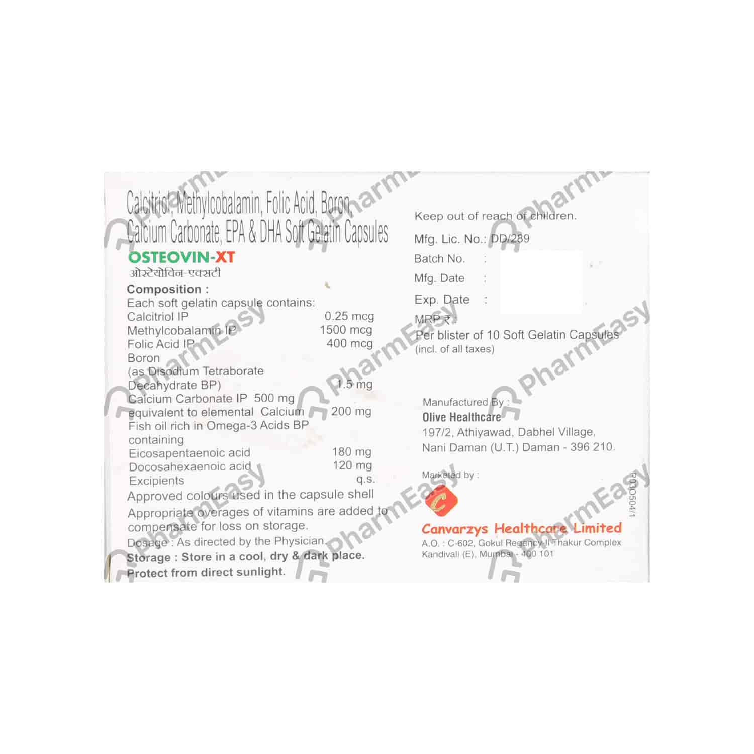 Optvin Tab Buy Osteovin Xt Strip Of 10 Capsules Online at Flat 18% OFF* | PharmEasy