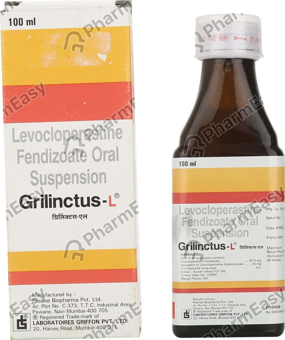 Grilinctus L 20 MG Suspension (100) Uses, Side Effects, Price & Dosage