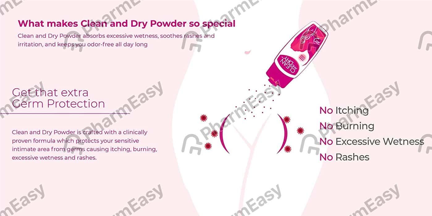 Buy Clean And Dry Daily Intimate Bottle Of 100gm Vaginal Powder Online
