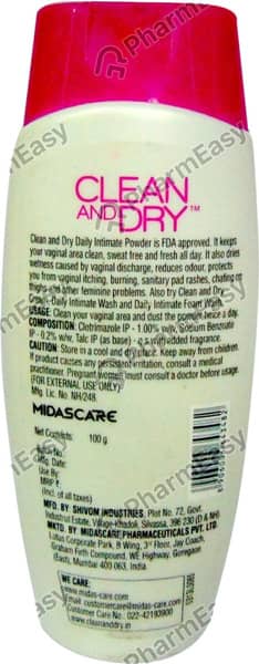 Clean And Dry Daily Intimate Bottle Of 100Gm Vaginal Powder