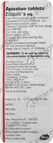 Eliquis 5mg Tablets(Pack Of 2)