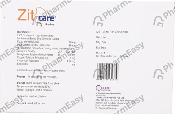 Zitcare Strip Of 30 Capsules