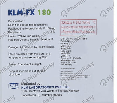 Klm Fx 180mg Strip Of 10 Tablets