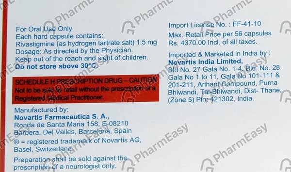 Exelon 1.5mg Strip Of 14 Capsules