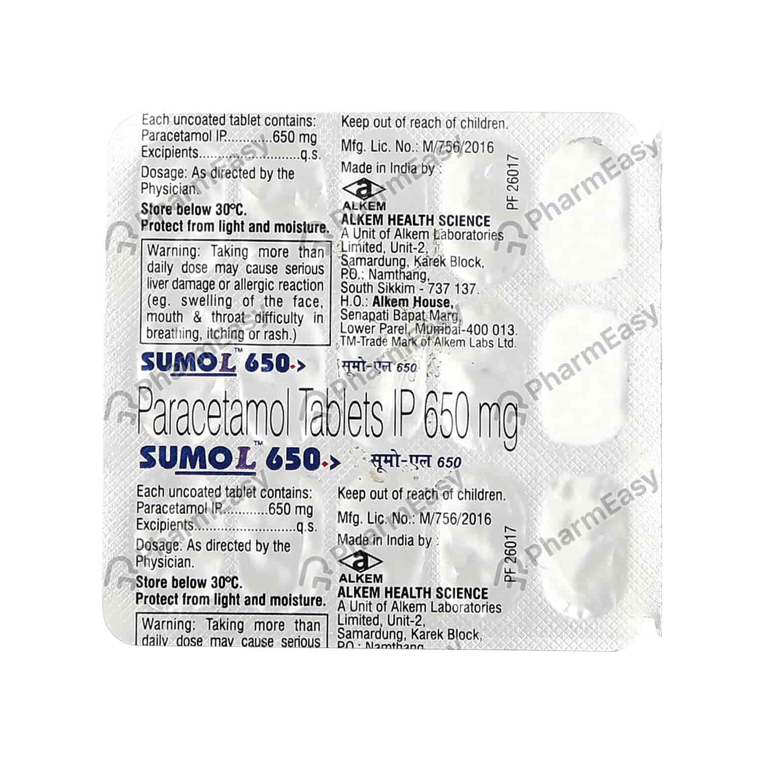 Sumo L 650mg Tab 15'S Uses, Side Effects, Dosage, Composition & Price