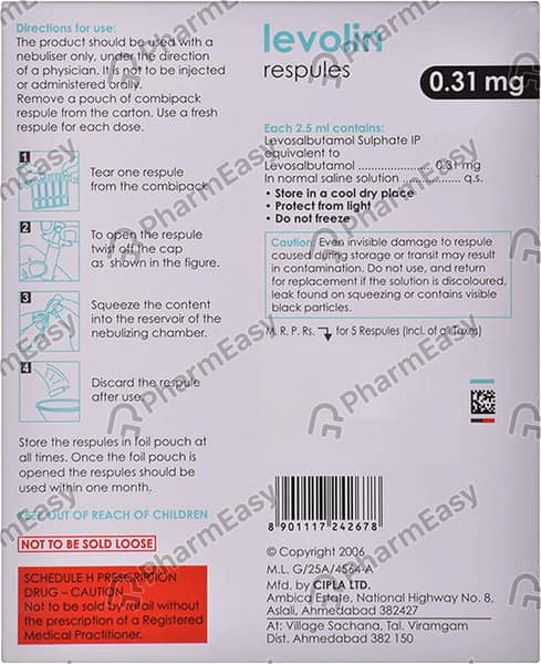 Levolin 0.31Mg 2.5Ml Packet Of 10 Respules