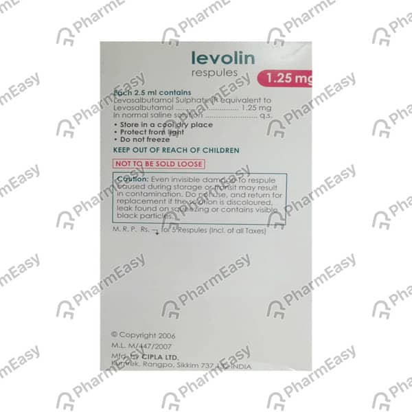 Levolin 1.25Mg 2.5Ml Packet Of 10 Respules