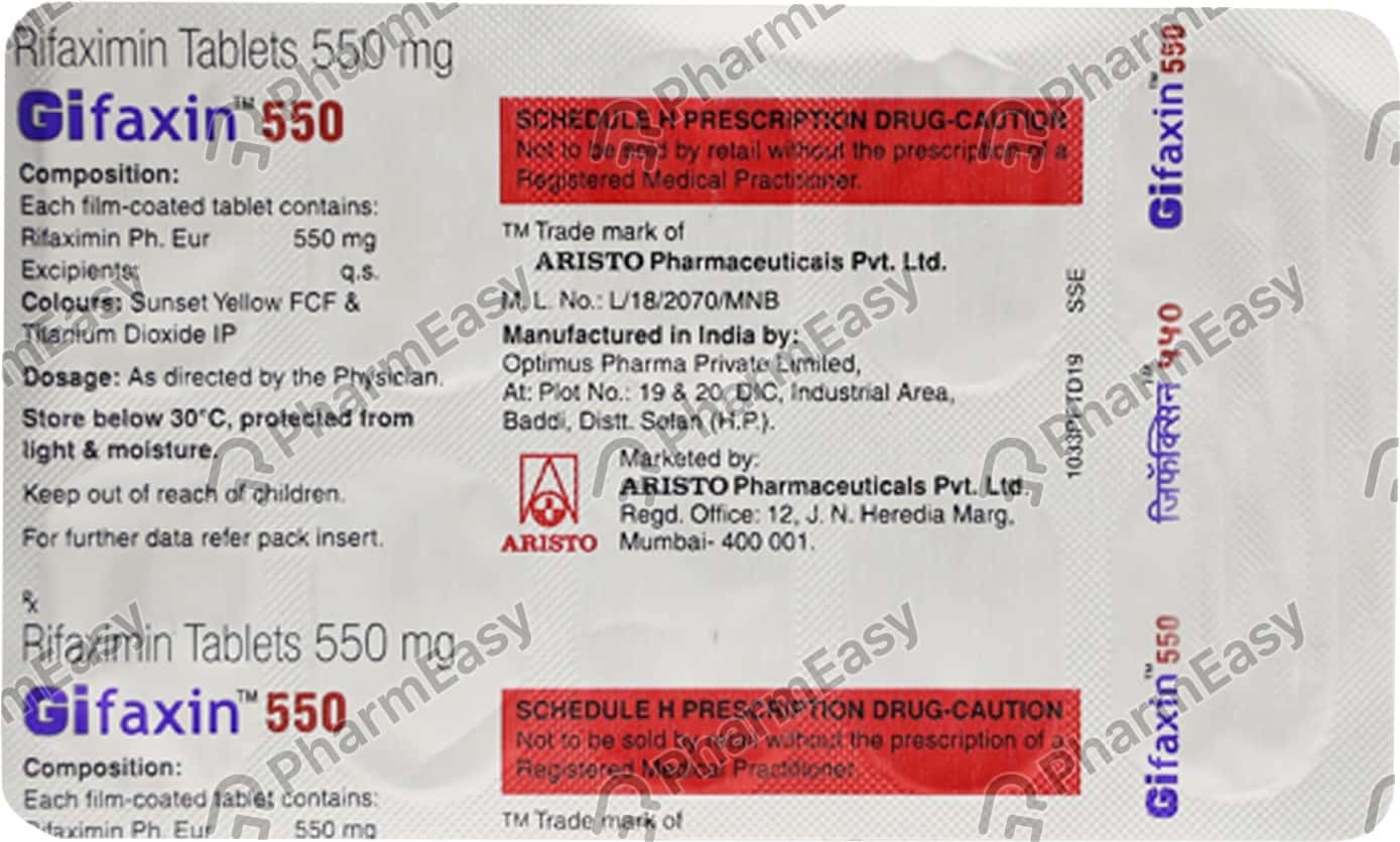 Gifaxin 550 MG Tablet (10) Uses, Side Effects, Price & Dosage PharmEasy