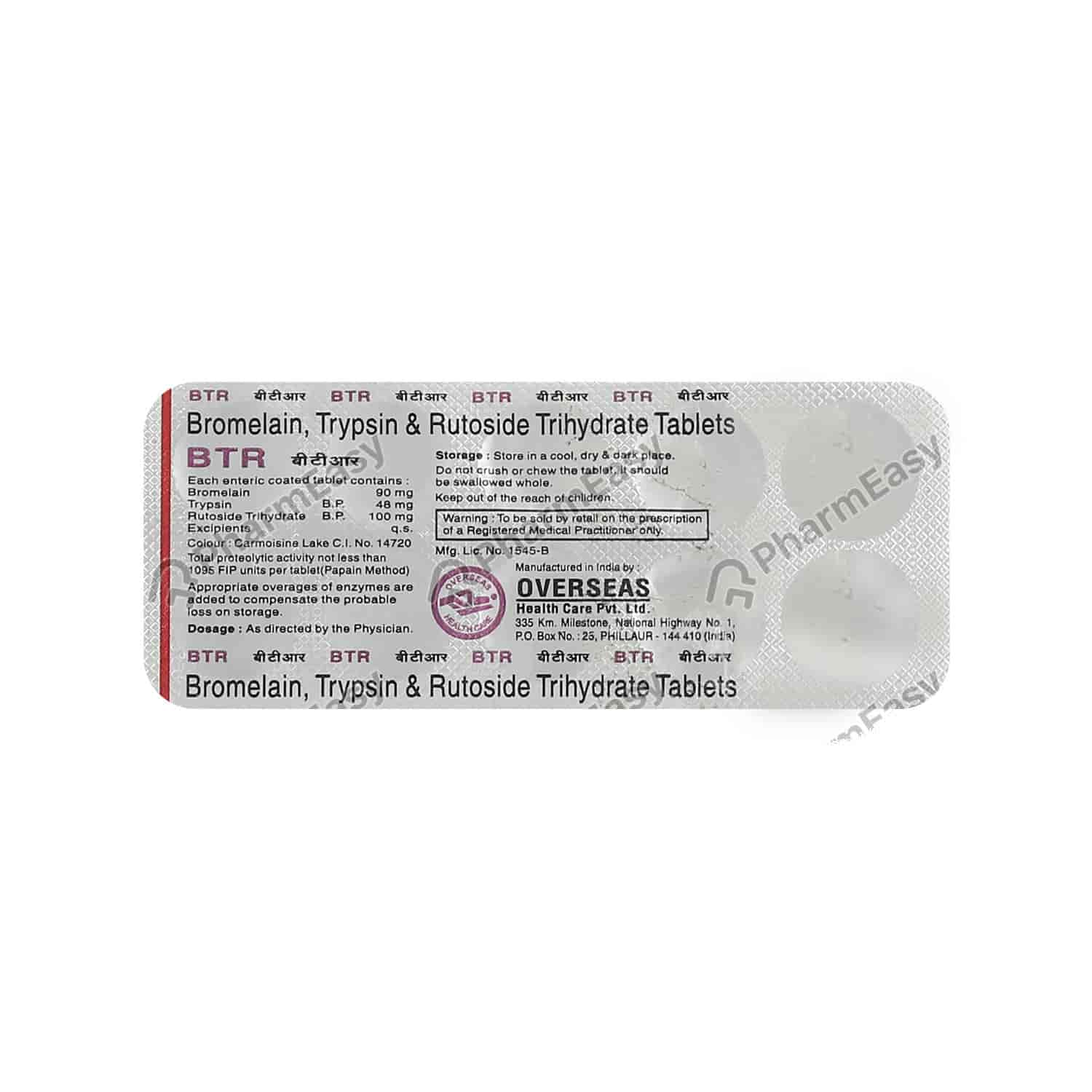 Buy Btr Strip Of 10 Tablets Online at Flat 18% OFF* | PharmEasy