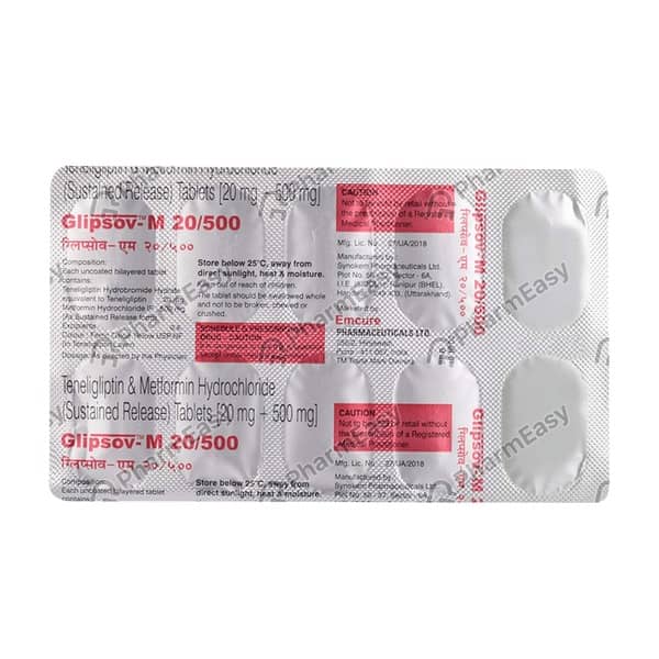 Glipsov M 20Mg/500Mg Strip Of 10 Tablets