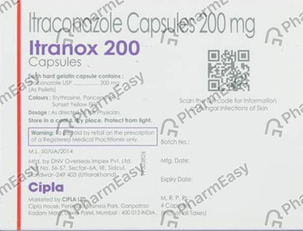 Itranox 200Mg Strip Of 4 Capsules
