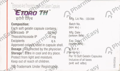 Etoro Th 60/4mg Strip Of 10 Capsules