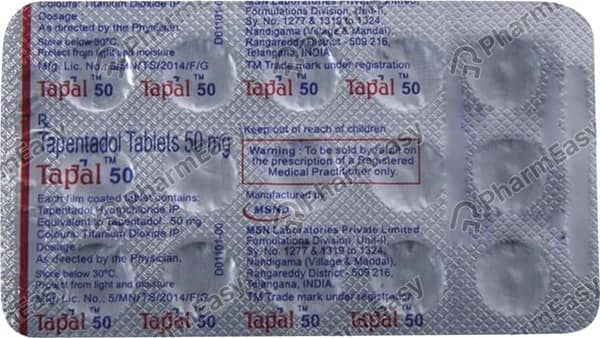 Tapal 50mg Strip Of 15 Tablets