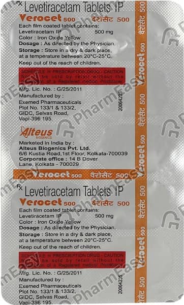 Verocet 500mg Strip Of 10 Tablets