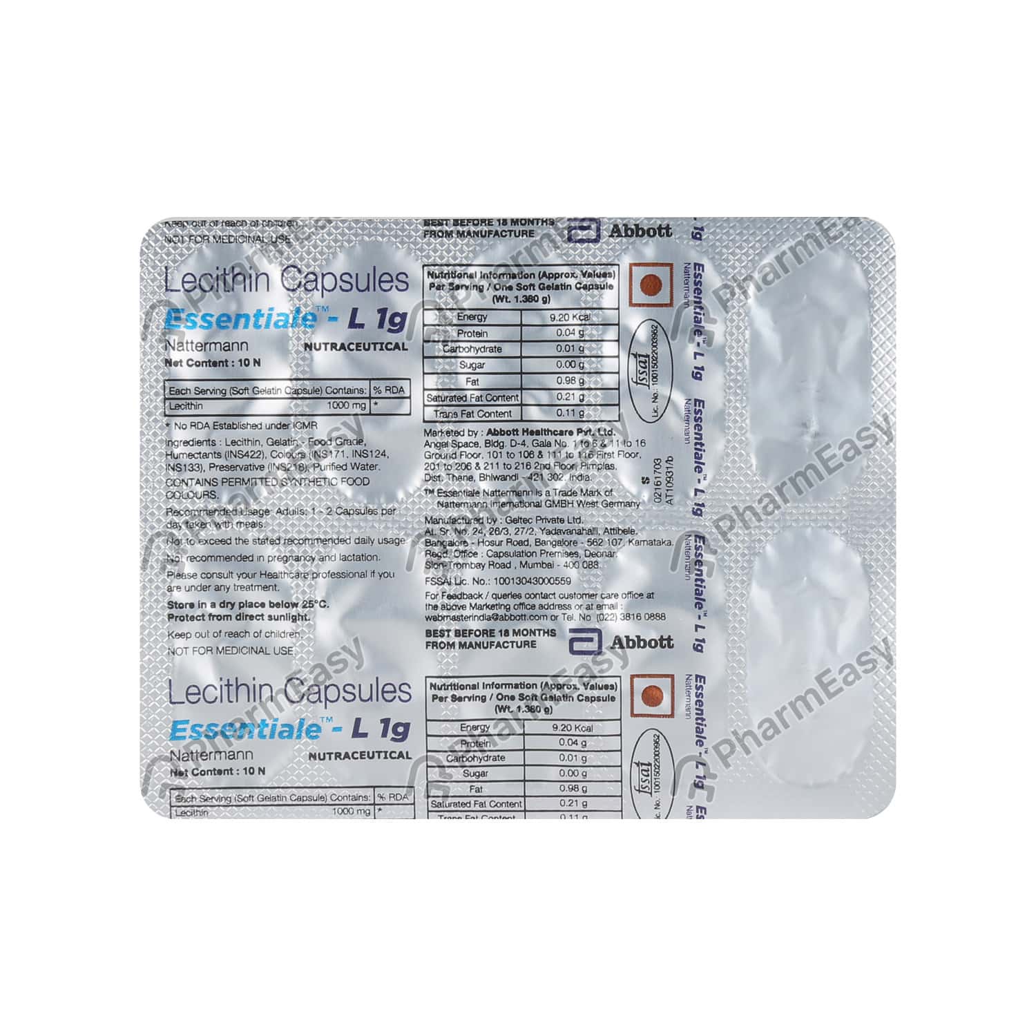 Buy Essentiale L 1 G Capsule (10) Online at Flat 18 OFF* PharmEasy