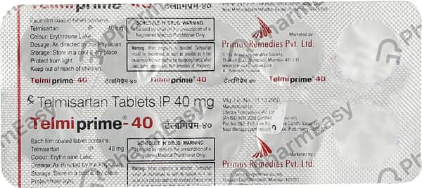 Telmiprime 40mg Strip Of 10 Tablets
