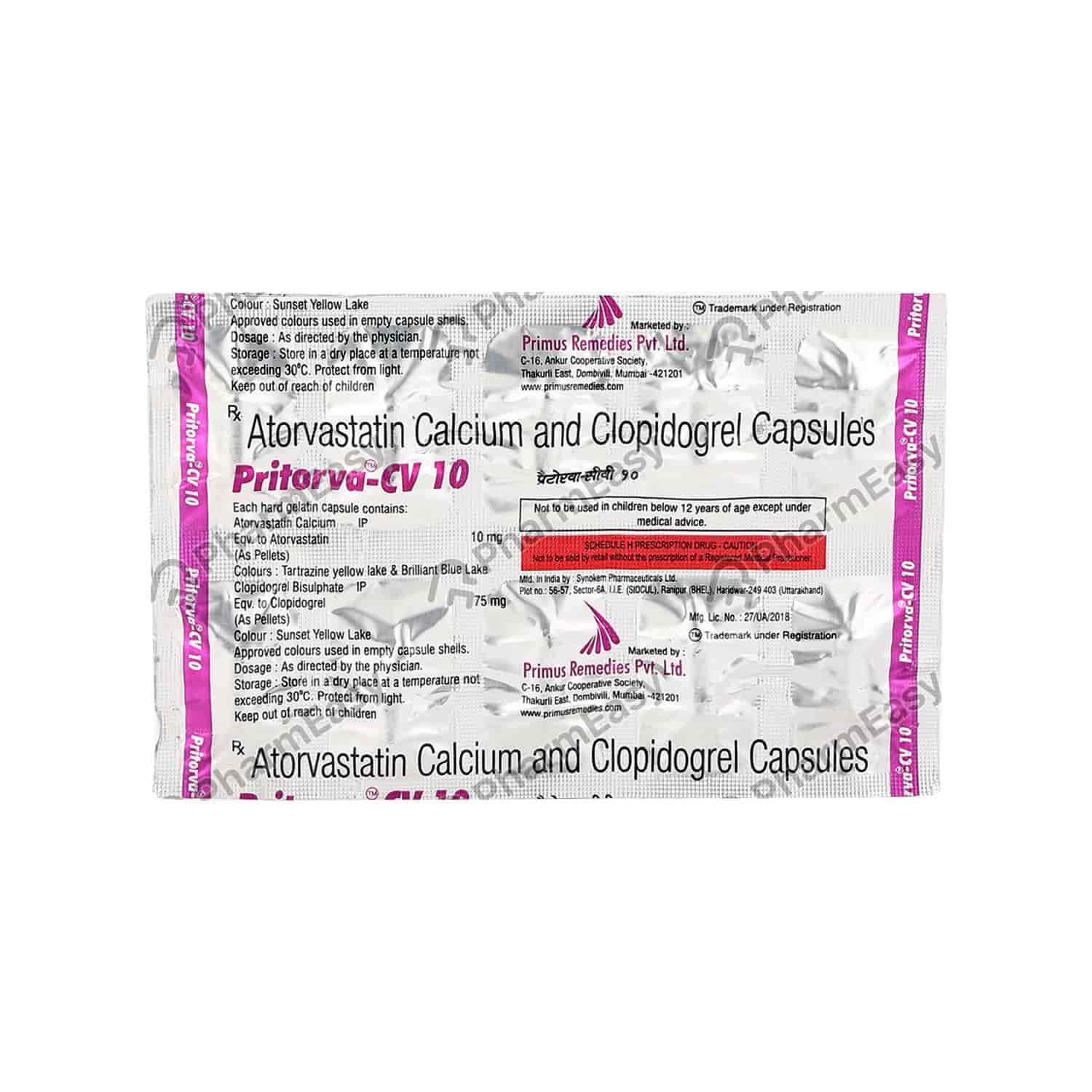 Buy Pritorva Cv 10mg Strip Of 10 Capsules Online at flat 15% off ...