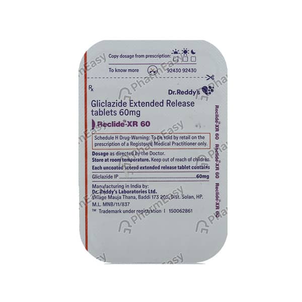 रेक्लाइड एक्सआर 60एमजी 14 टैबलेट्स की स्ट्रिप