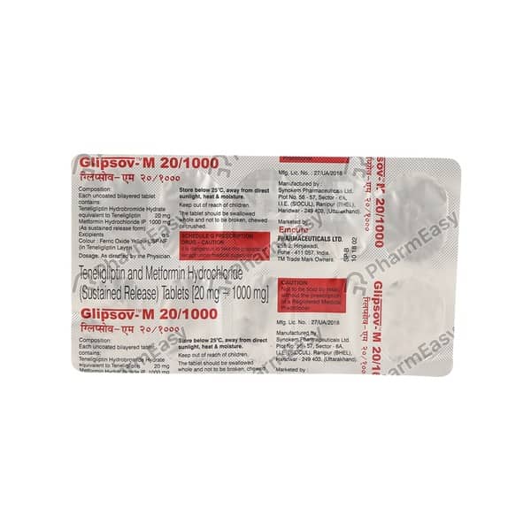 Glipsov M 20/1000mg Strip Of 10 Tablets