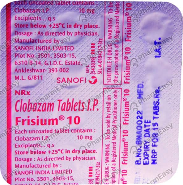 Frisium 10mg Strip Of 15 Tablets