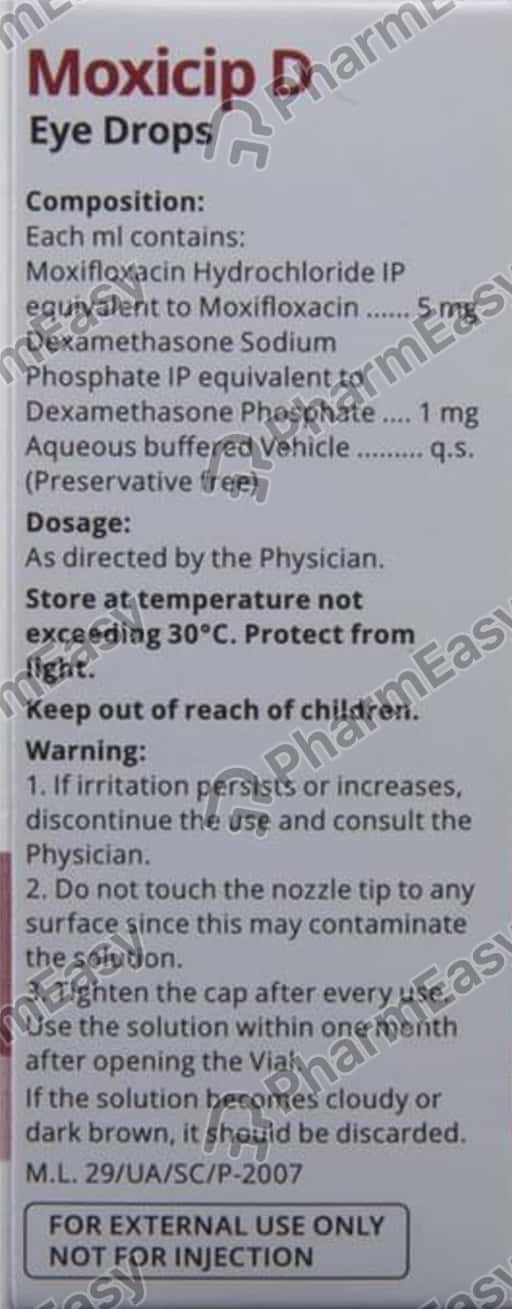 Moxicip D Eye Drops 5ml Uses, Side Effects, Price & Dosage PharmEasy