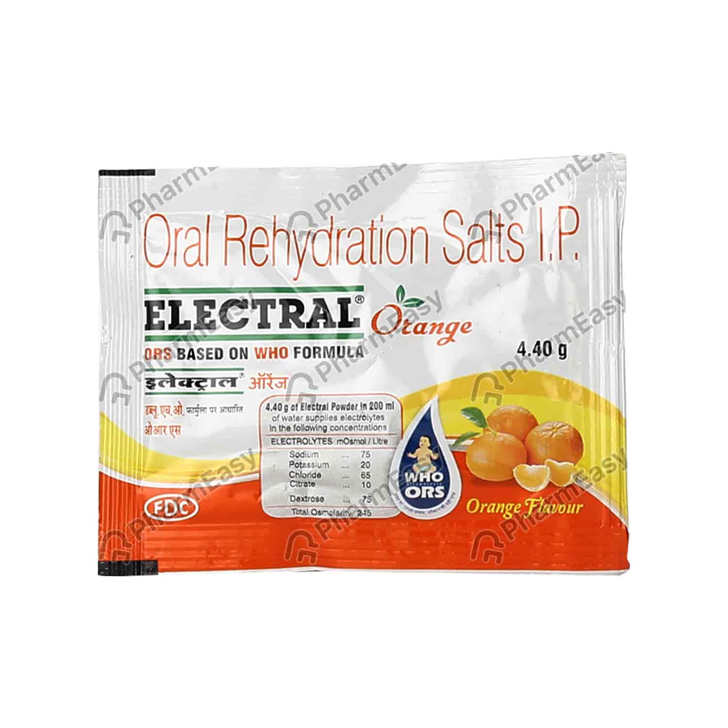 Buy Electral Orange Flavour Powder 4.4gm Online at flat 15 off PharmEasy