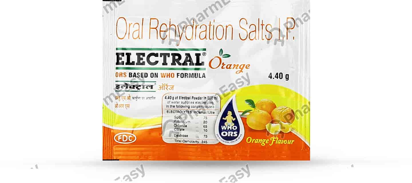 Electral Orange Flavour Sachet Of 4.4gm Powder
