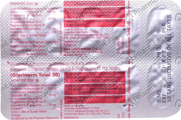 Glycinorm Total 30/15/500 Mg Strip Of 10 Tablets