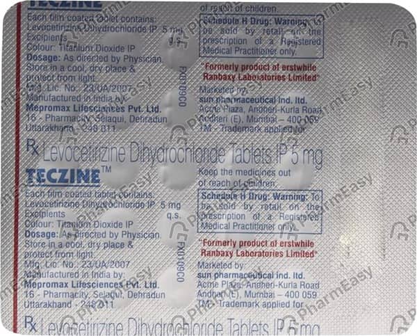 Teczine Cp 5mg Strip Of 30 Tablets