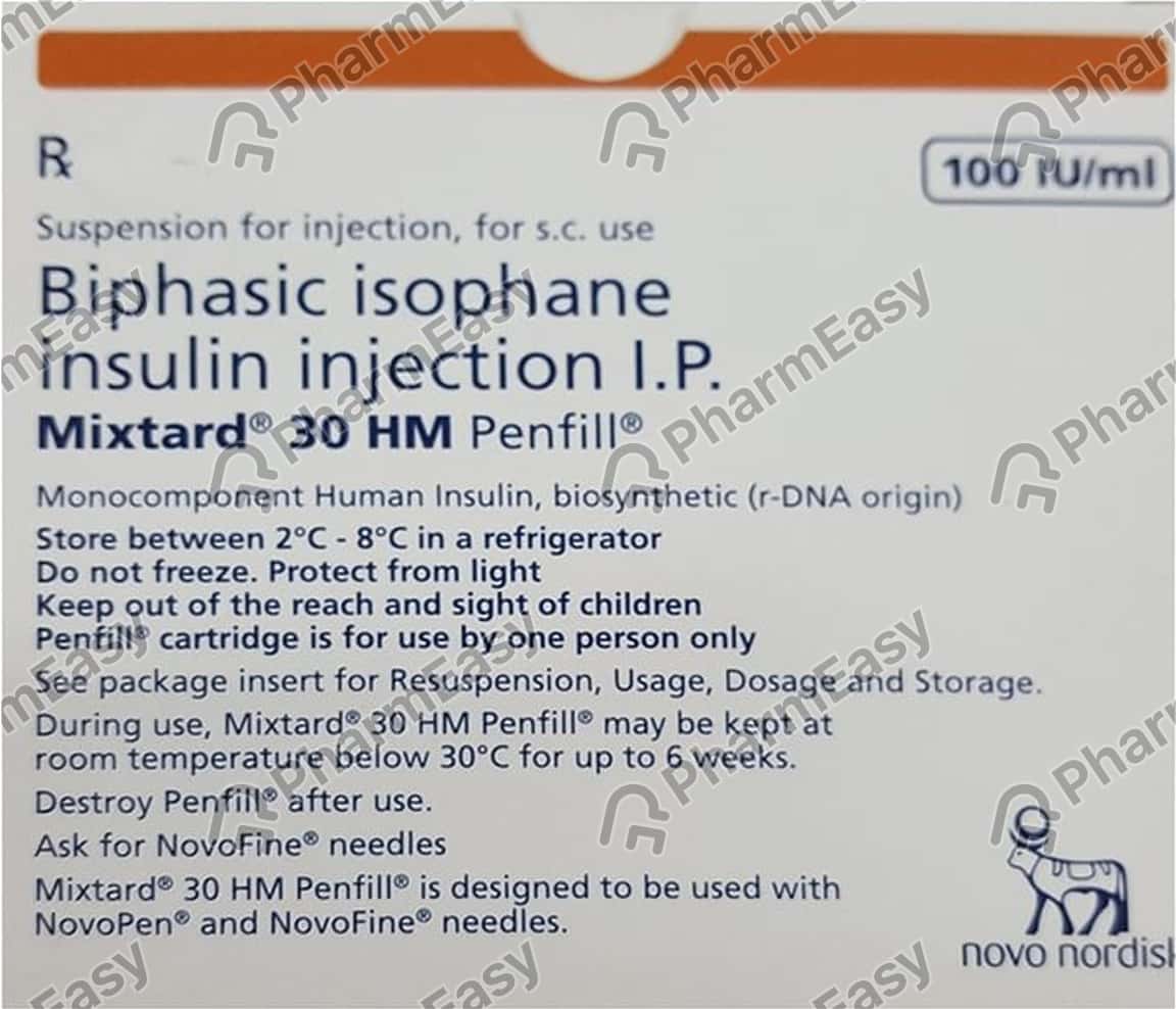 Mixtard 30/70 100 Iu Cartridge 3 Ml Uses, Side Effects, Price & Dosage