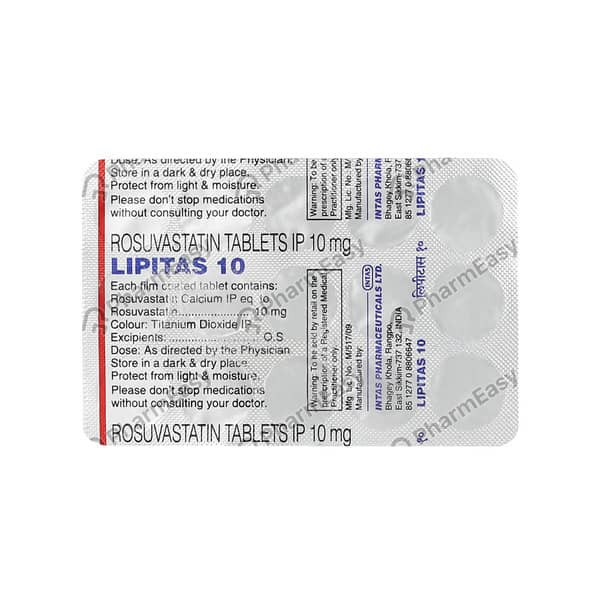 Lipitas 10mg Strip Of 15 Tablets