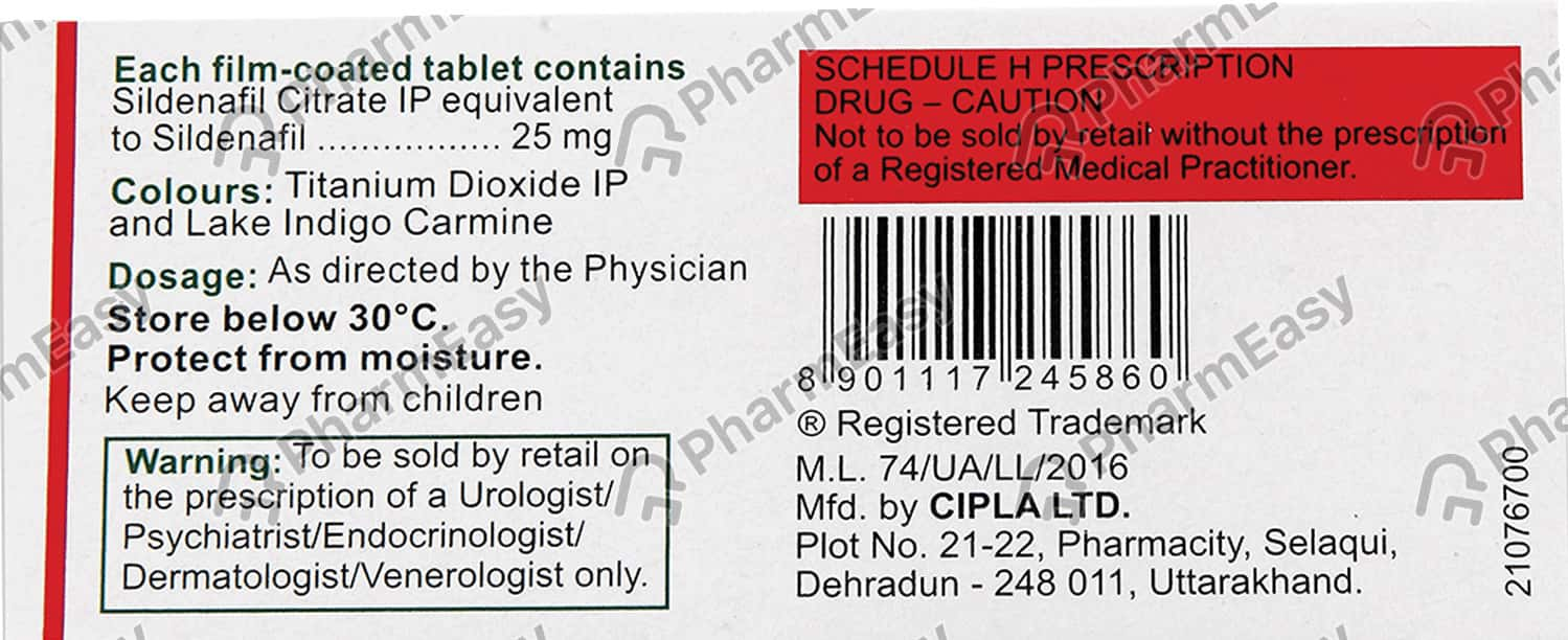 Suhagra 25mg Tablets 4'S