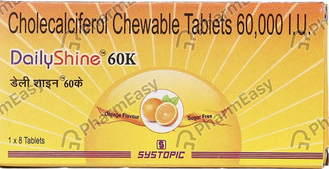 Dailyshine 60k Orange Flavour Sugar Free Strip Of 8 Chewable Tablets
