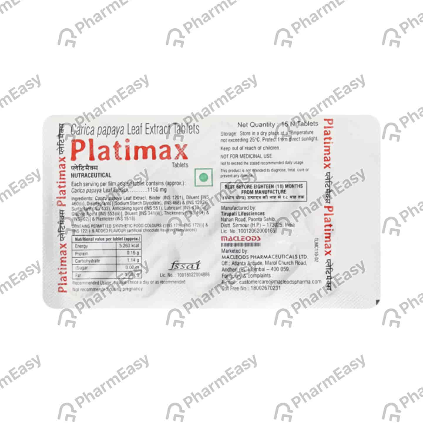 Platimax Strip Of 15 Tablets