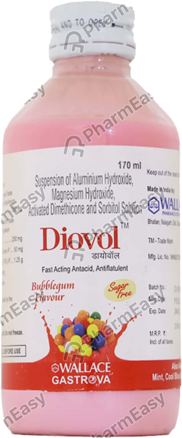 Diovol Bubblegum Flavour Sugar Free Bottle Of 170ml Solution