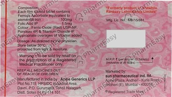 Ferimon Xt 100/1.5mg Strip Of 10 Tablets