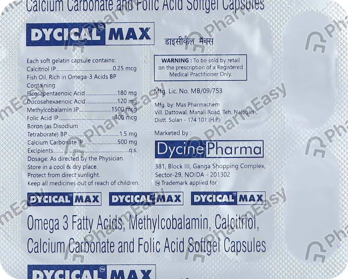 Dycical Max Strip Of 10 Capsules Uses, Side Effects, Price & Dosage