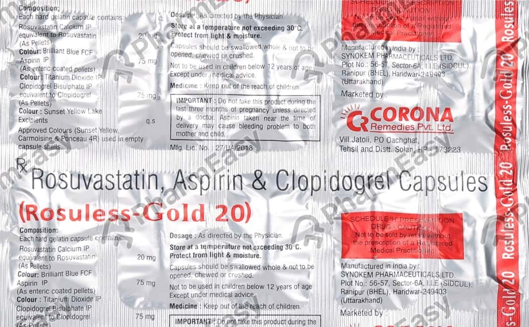 Rosuless Gold 20mg Strip Of 10 Capsules: Uses, Side Effects, Price ...