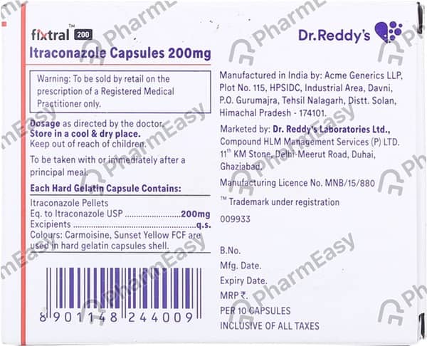 Fixtral 200mg Strip Of 10 Capsules