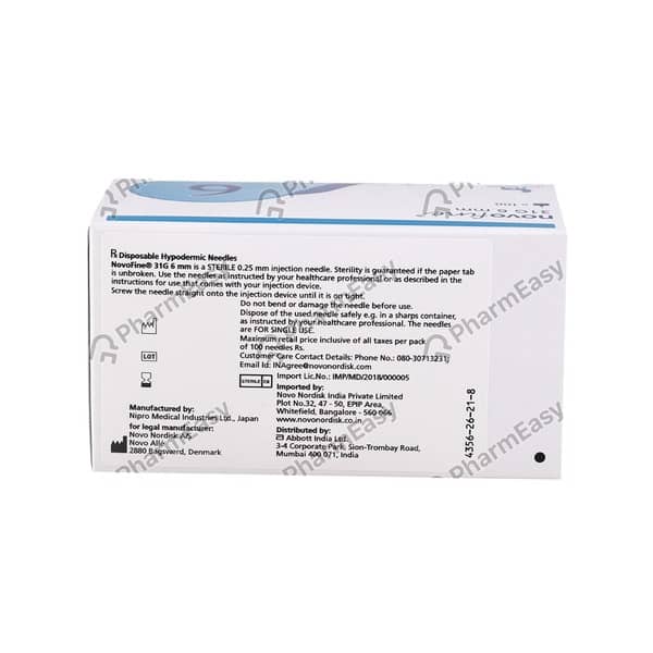 Novofine 31G 0.25 X 6Mm Box Of 100 Needles
