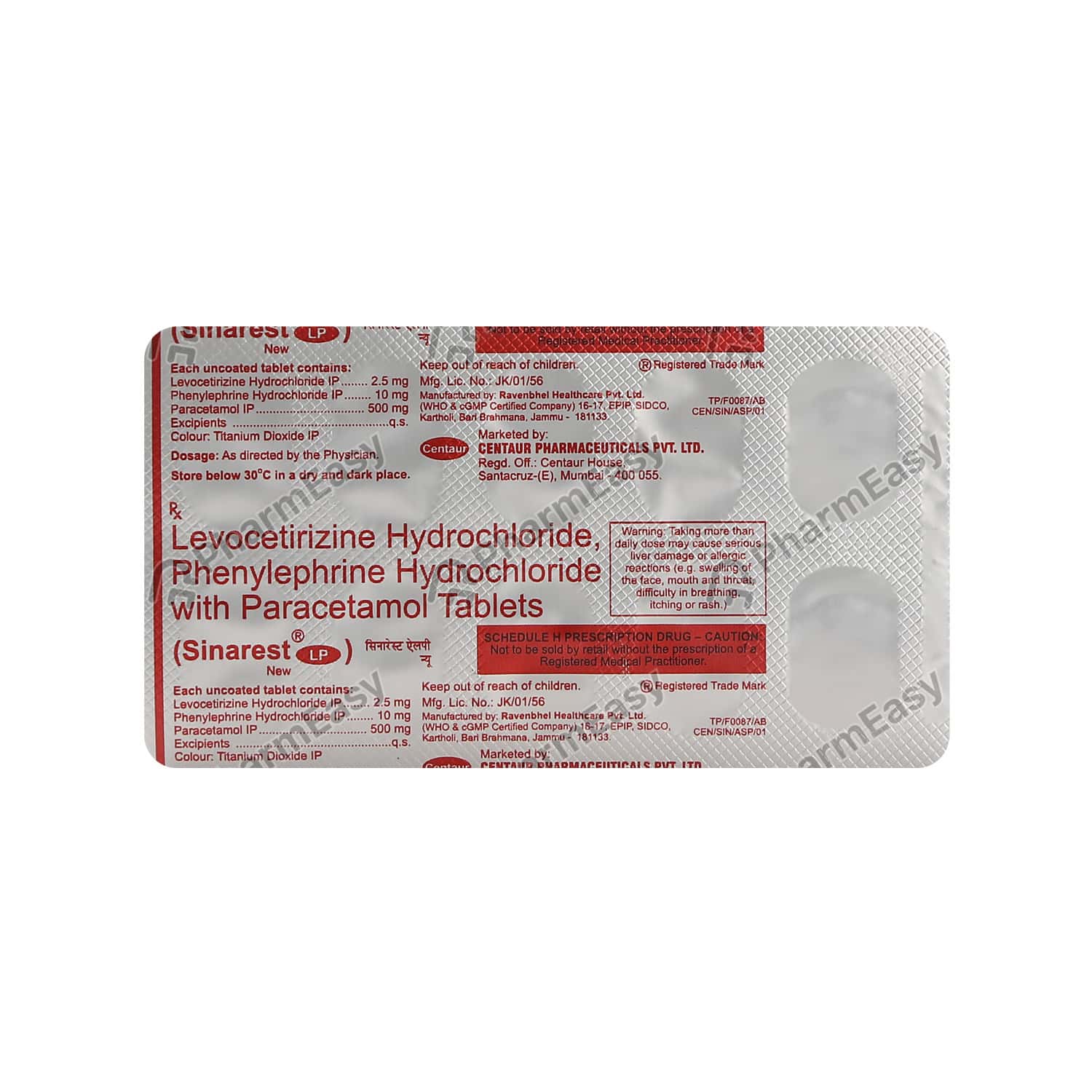 New Sinarest Lp Strip Of 10 Tablets Uses, Side Effects, Dosage