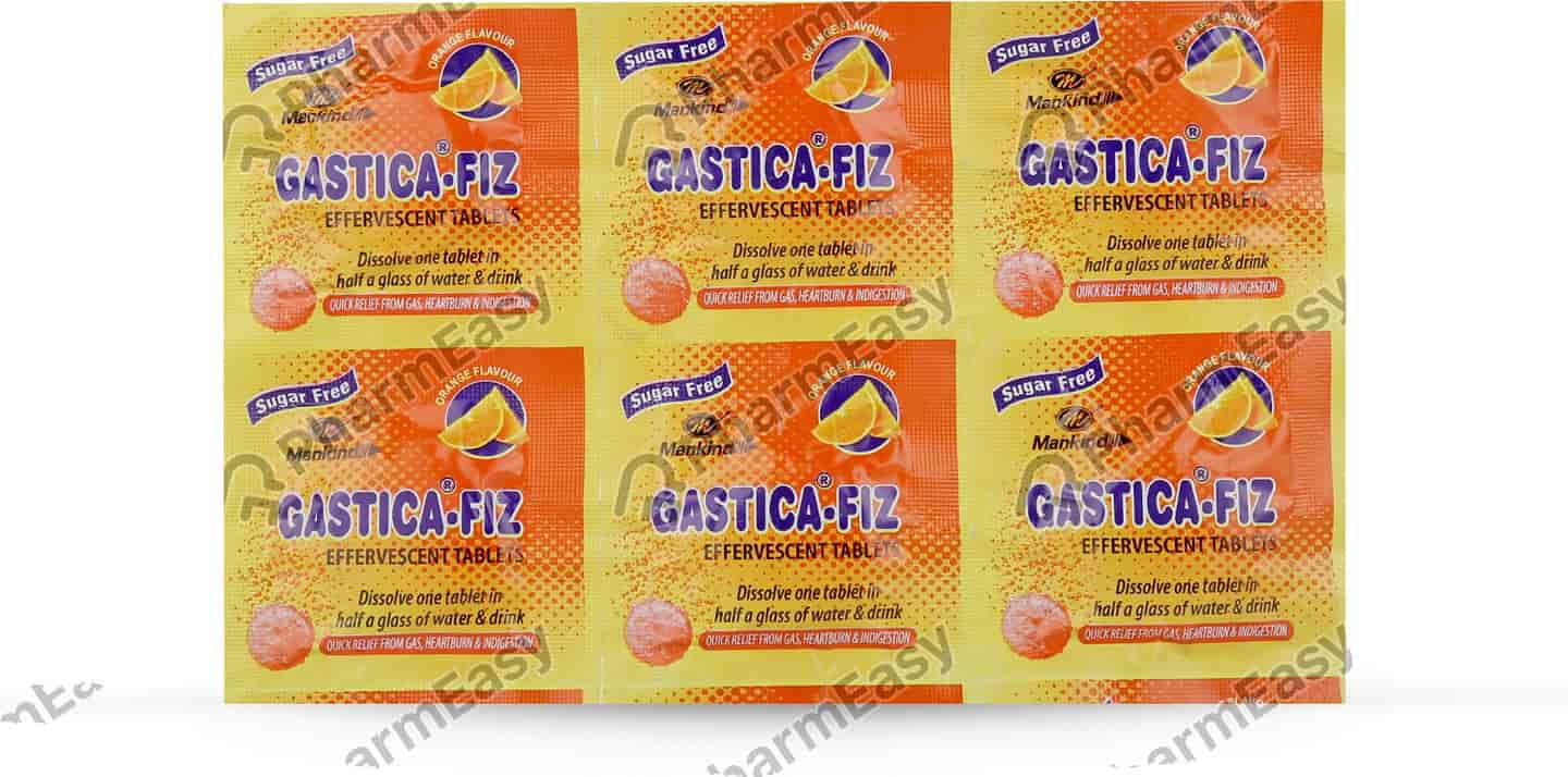 Gastica Fiz Orange Flavour Sugar Free Strip Of 6 Tablets