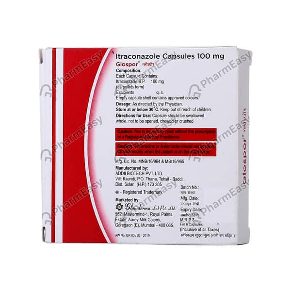 Glospor 100Mg Strip Of 6 Capsules
