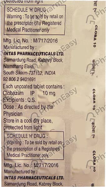 Cloba 10mg Strip Of 15 Tablets